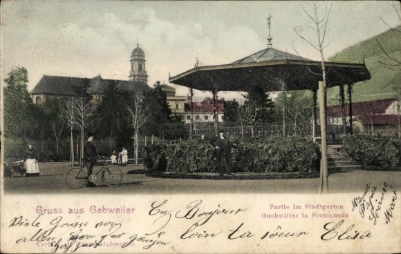 Ak Guebwiller Gebweiler Elsass Haut Rhin, Stadtgarten