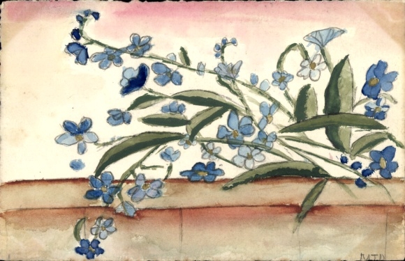 Handgemalt Ak Vergissmeinnicht