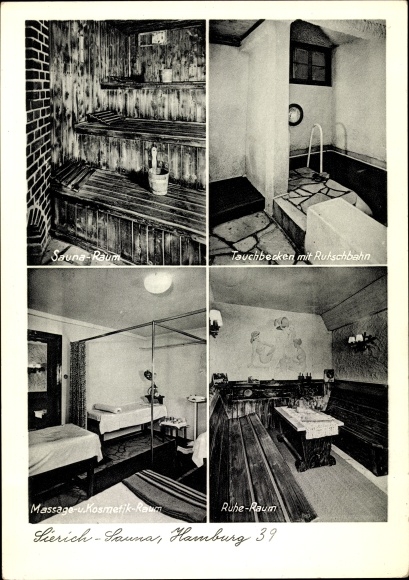 Ak Hamburg Nord Winterhude, Sierich Sauna, Innenansicht
