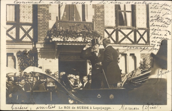 Ak König Oskar II. von Schweden und Norwegen, Staatsbesuch in Longchamps