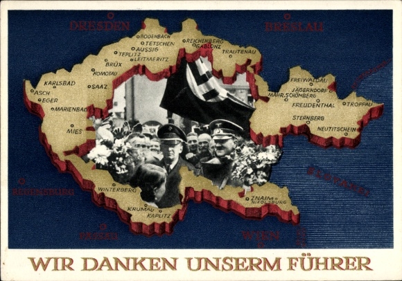 Landkarten Ak Wir danken unserem Führer, Adolf Hitler, Großdeutschland, Böhmen, Mähren