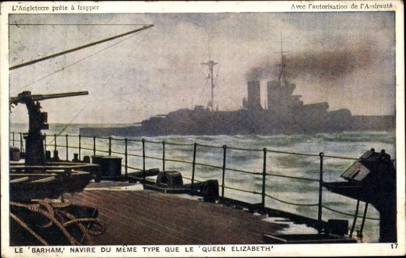 Ak Britisches Kriegsschiff, HMS Barham, Queen Elizabeth type, Schlachtschiff