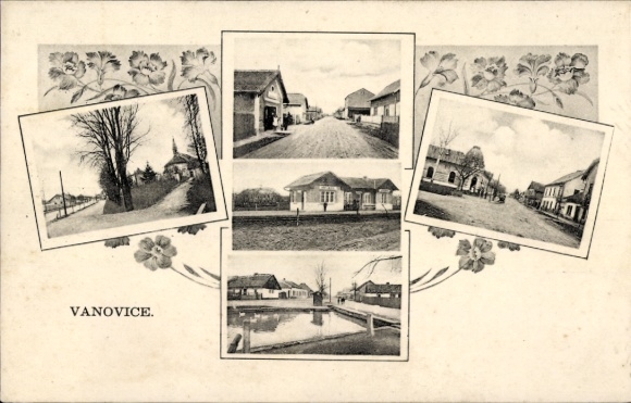 Ak Vanovice Wanowitz Südmähren, Straßenpartie, Kirche, Wohnhäuser