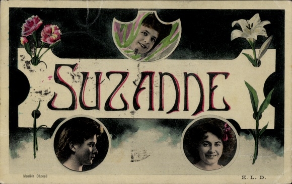 Buchstaben Ak Vorname Suzanne, Frauenportraits