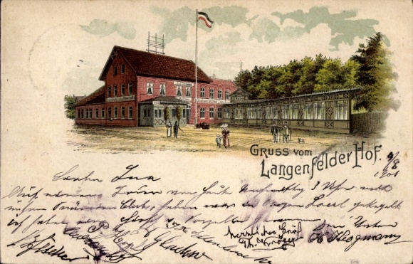 Litho Hamburg Eimsbüttel Langenfelde, Langenfelder Hof, Gastwirtschaft