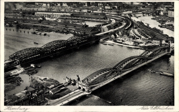Ak Hamburg Mitte Rothenburgsort, Fliegeraufnahme, neue Elbbrücken