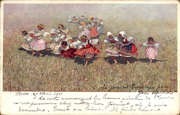 Künstler Ak Uprka, Joža, Mädchen in Tracht