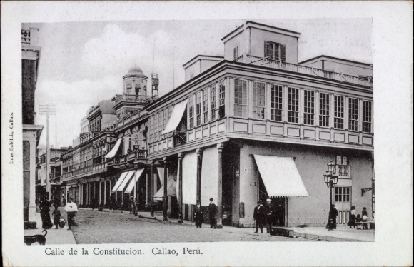 Ak Callao Peru, Calle de la Constitucion,   Gebäude, Straßenansicht