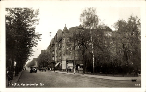 Foto Ak Berlin Steglitz, Mariendorfer Straße, Friseur, Auto
