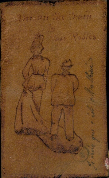 Handgemalt Leder Ak Mann steht auf der Schleppe einer Frau