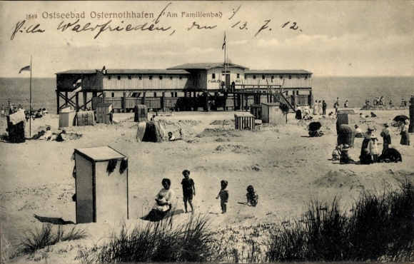 Ak Warszów Świnoujście Osternothafen Swinemünde, Strand, Familienbad