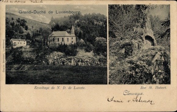 Ak Clervaux Clerf Luxembourg, Ermitage de N. D. de Lorette, Roc St. Hubert