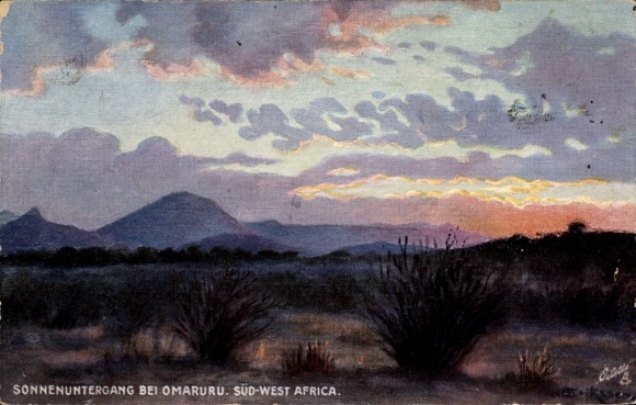 Künstler Ak Omaruru Deutsch Südwestafrika Namibia, Sonnenuntergang