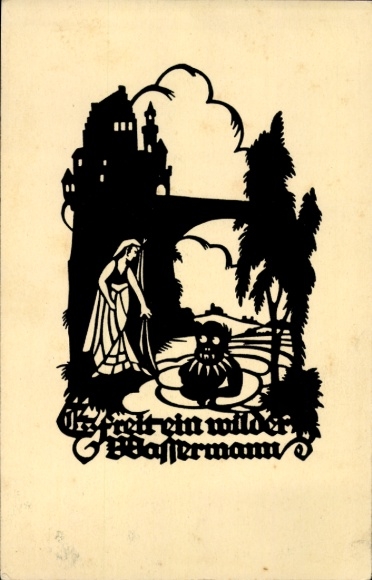 Scherenschnitt Lied Ak Schwindt, A. M., Es freit ein wilder Wassermann
