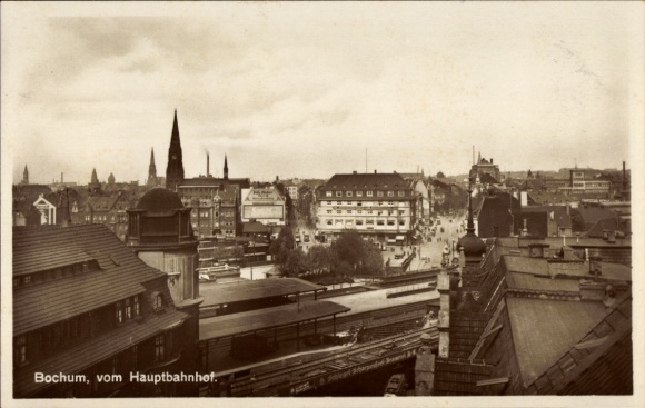 Ak Bochum im Ruhrgebiet, Stadtansicht  Hauptbahnhof, Gebäude, Straßenansicht