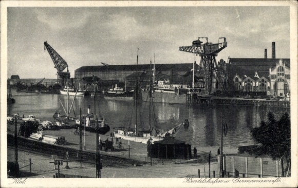 Ak Kiel, Handelshafen, Germaniawerft