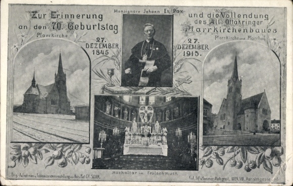 Ak Wien 16 Ottakring, Pfarrkirche Alt Ottakring, Altar, Monsignore Johann Ev. Pax, 1845-1915