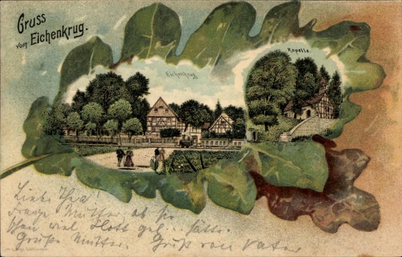 Eichenblatt Litho Gleichen Landkreis Göttingen, Gasthaus Eichenkrug, Lothringer Straße 30, Kapelle