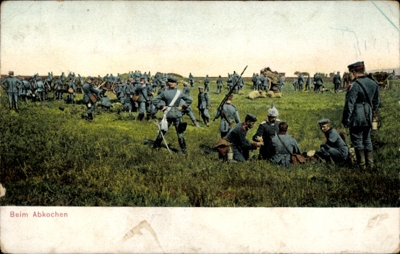 Ak Beim Abkochen, Schlachtfeld
