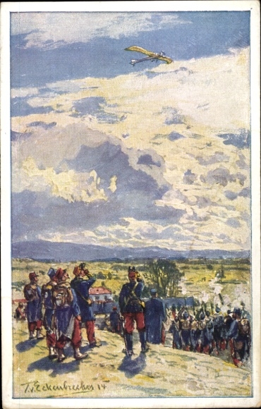 Künstler Ak Eckenbrecher, T. von, Beschießung einer deutschen Taube, Luftflotten Verein