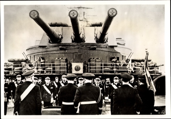 Photo Hoffmann Deutscher Admiral Wichola?, Italienisches Schlachtschiff, Marineoffiziere, 1942