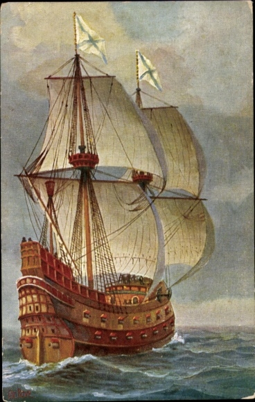 Künstler Ak Rave, Chr., Marine Galerie 223, Russisches Kriegsschiff, 16 Jh.