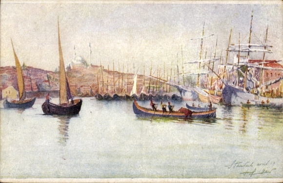 Künstler Ak Konstantinopel Istanbul Türkei, Hafen