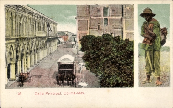 Ak Colima Mexiko, Hauptstraße, Bauer