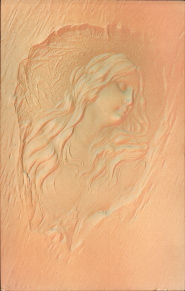 Jugendstil Ak Frauenbildnis