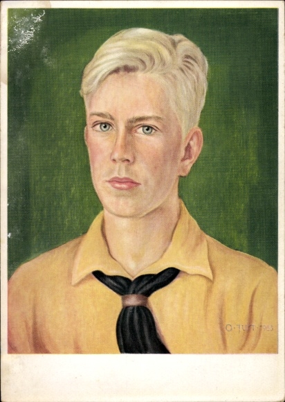 Künstler Ak Just, Oskar, HJ, Hitlerjunge in Uniform, Portrait