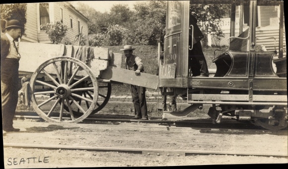 Foto Seattle Washington USA, Street Scenery, Streetcar, Straßenbahn, Fuhrwerk