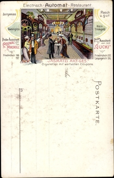Litho Berlin Mitte, Elektrisches Automat Restaurant, Innenansicht, Friedrichstraße 152