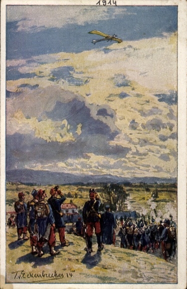 Künstler Ak Eckenbrecher, T. von, Beschießung einer deutschen Taube, Luftflotten Verein