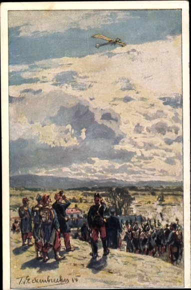 Künstler Ak Eckenbrecher, T. von, Beschießung einer deutschen Taube, Luftflotten Verein