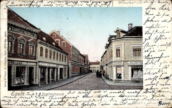 Golden Windows Leuchtfenster Ak Egeln im Salzlandkreis, Breitestraße, Geschäft Meyer