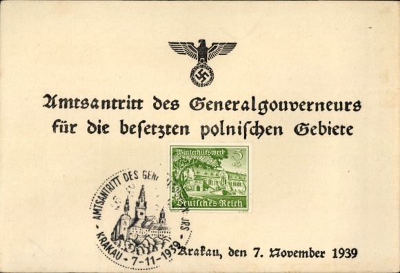 Ak Kraków Krakau Polen, Amtsantritt des Generalgouverneurs für die besetzten polnischen Gebiete 1939