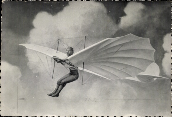 Foto Otto Lilienthal, fliegender Mann