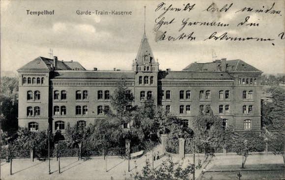 Ak Berlin Tempelhof, Garde Train Kaserne