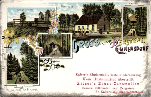 Litho Kunowice Cunersdorf Kunersdorf Słubice Ostbrandenburg, Försterei, Paulsborn, Ernst-Turm