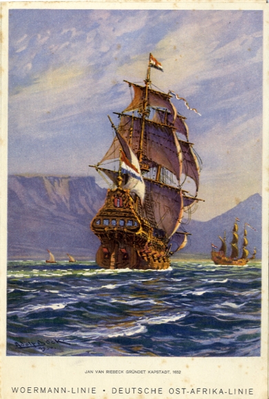 Künstler Menükarte Bock, Adolf, Dampfer Wangoni, 31. August 1937