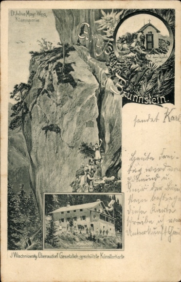 Ak Oberaudorf in Oberbayern, Brünnstein, Brünnsteinhaus, Julius Mayr Weg