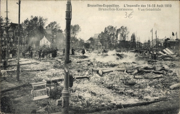 Ak Bruxelles Brüssel, Ausstellung 1910, Der Brand vom 14.-15. August 1910, Brüsseler Kermesse
