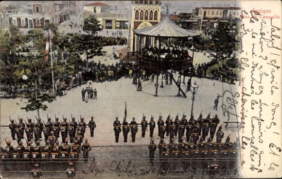 Ak Iquique Chile, Chilenische Armee bei einer Feldmesse