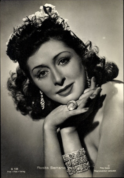 Ak Schauspielerin Rosita Serrano, Portrait, Schmuck, Autogramm