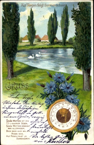 Litho Auf Regen folgt Sonnenschein, Barometer, Landschaft