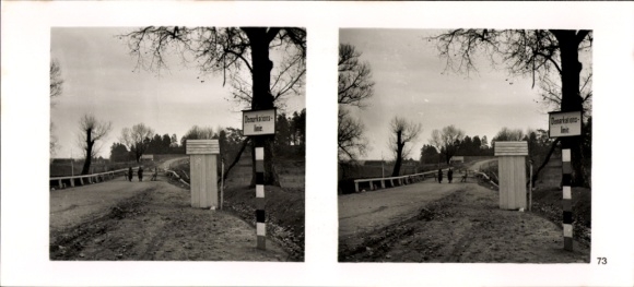 Stereo Raumbild Foto "Die Soldaten des Führers im Felde", Nr. 73, Demarkationsline von Augustow