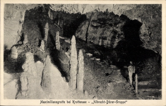 Ak Krottensee Neuhaus an der Pegnitz Mittelfranken, Maximiliansgrotte, Albrecht-Dürer-Gruppe