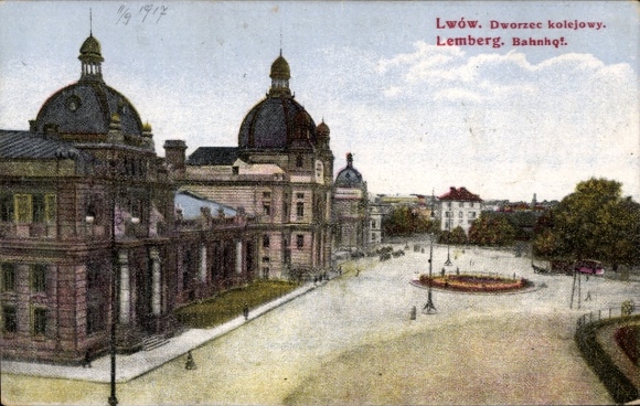 Ak Lwiw Lwów Lemberg Léopol Ukraine, Bahnhof  Lemberg,  Architektur,  aus 1917