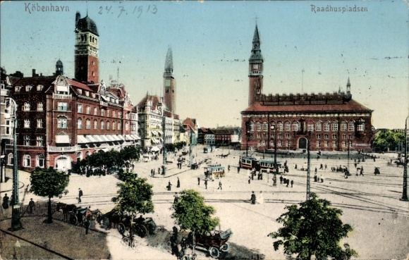 Ak Kopenhagen Dänemark, Raadhuispladsen