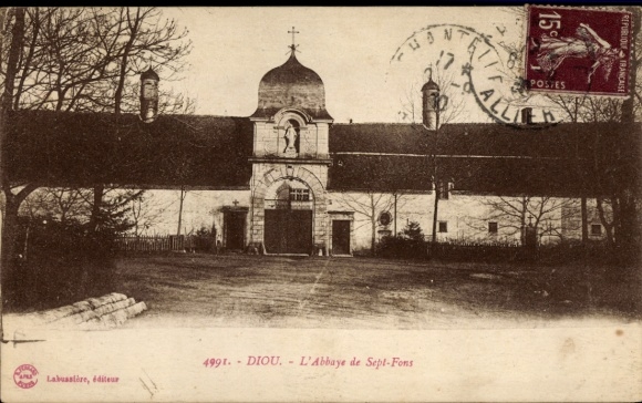 Ak Diou Allier, Abbaye de Sept-Fons, Poststempel, französische Republik, 15 Cent